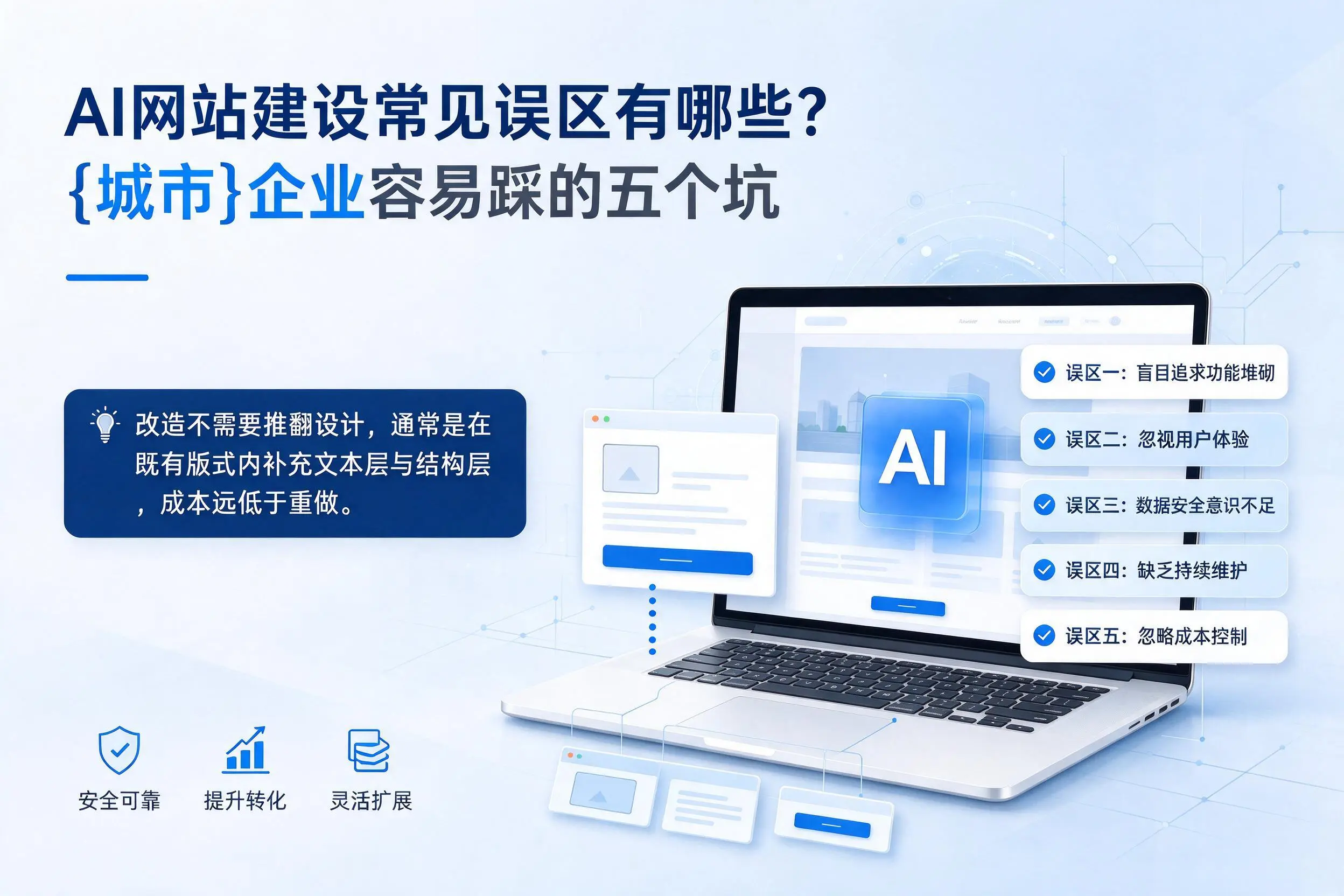 AI网站建设常见误区有哪些？大兴安岭企业容易踩的五个坑